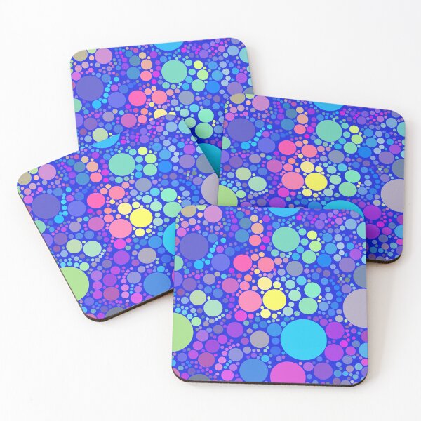 Item preview, Neon Confetti Multicolored Polka Dots On Blue Pattern Design designed and sold by patternsoup.