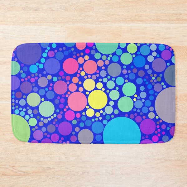 Item preview, Neon Confetti Multicolored Polka Dots On Blue Pattern Design designed and sold by patternsoup.