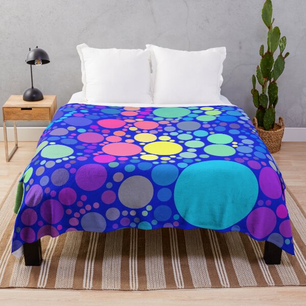 Item preview, Neon Confetti Multicolored Polka Dots On Blue Pattern Design designed and sold by patternsoup.