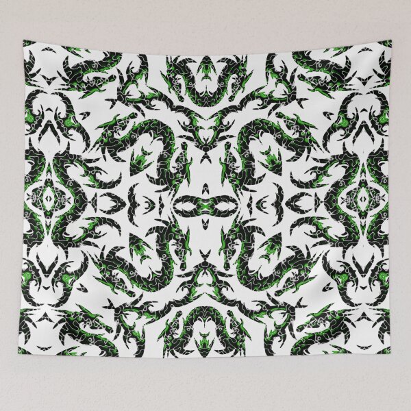 Item preview, Green And Black Metallic Mythical Dragon Chinoiserie  designed and sold by DesignLust.