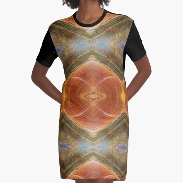 Wood Grain with Heart by Adelaide Artist Avril Thomas Graphic T-Shirt Dress