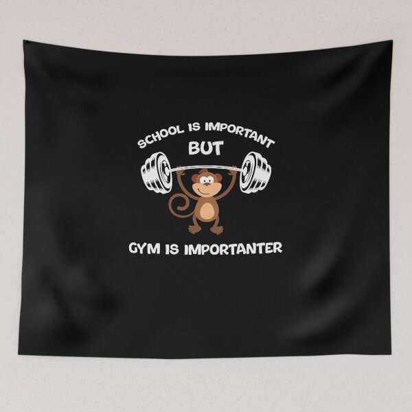 Item preview, School Is Important But gym Is Importanter, Funny Monkey Muscles Lovers designed and sold by yssnyd.