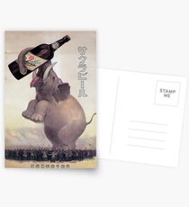 Vintage Japanese Beer Advertisement with Elephant Postcards