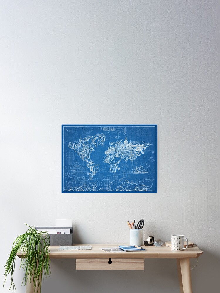 Thumbnail 2 of 3, Poster, world map designed and sold by BekimART.