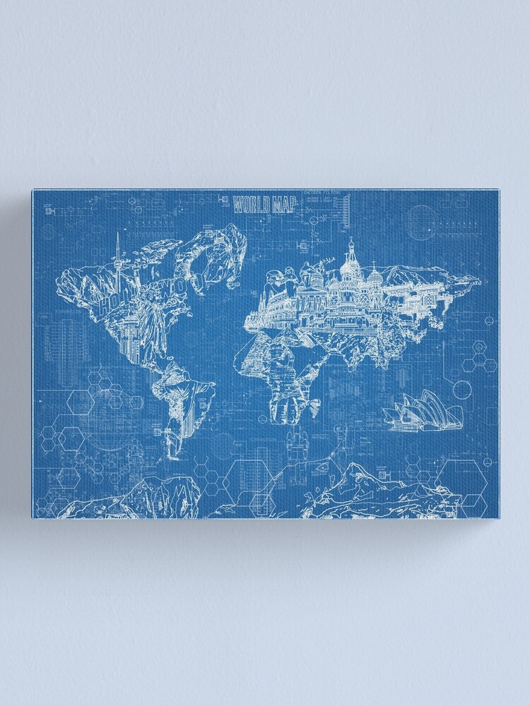 Thumbnail 1 of 3, Canvas Print, world map designed and sold by BekimART.