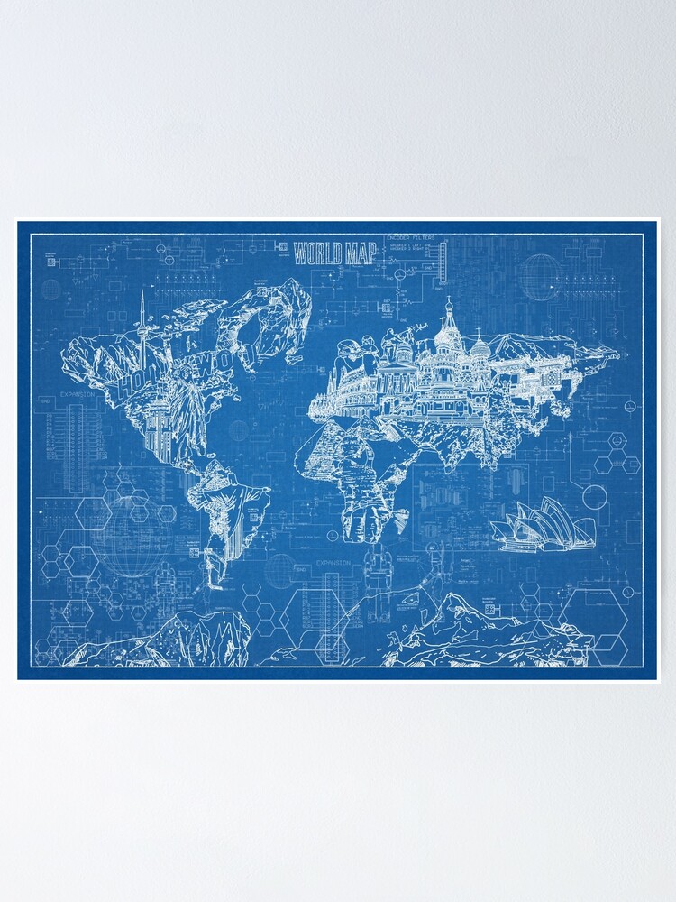 Thumbnail 1 of 3, Poster, world map designed and sold by BekimART.