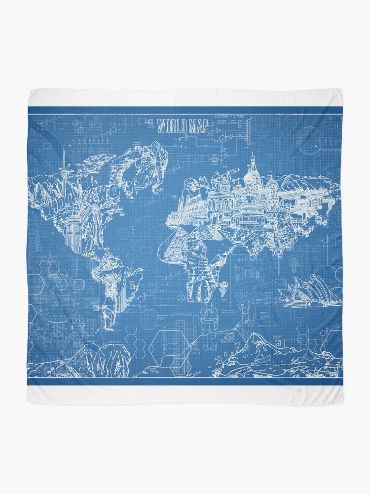 Thumbnail 2 of 3, Scarf, world map designed and sold by BekimART.