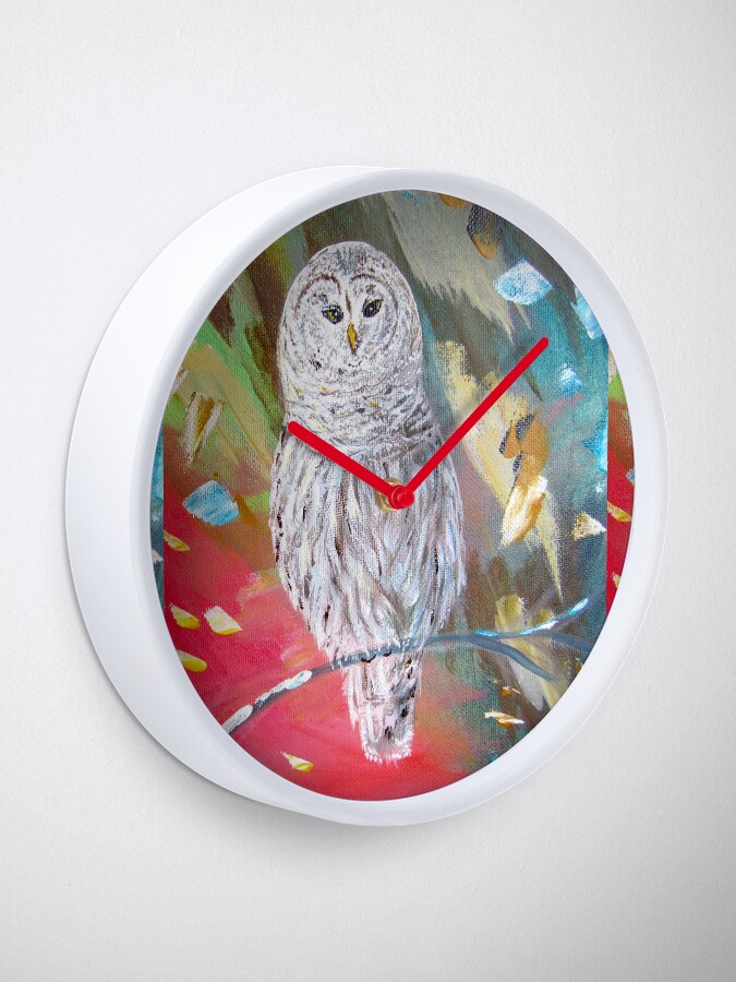 Alternate view of White owl. Xmas owl Clock
