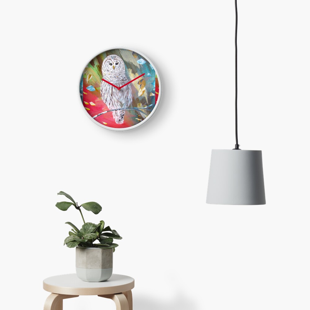 White owl. Xmas owl Clock