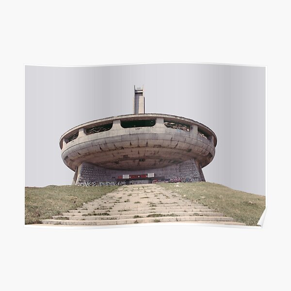 Buzludzha monument communist brutalist architecture Poster