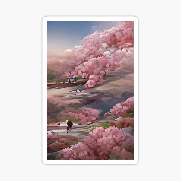Cherry Blossom Village Sticker