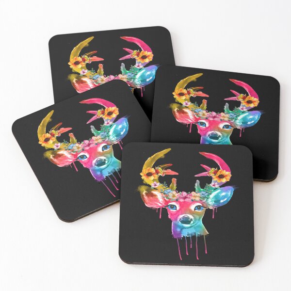 Item preview, Colorful Deer Head | Flowers | Floral Deer | Nature | Wildlife designed and sold by Ravenvine.