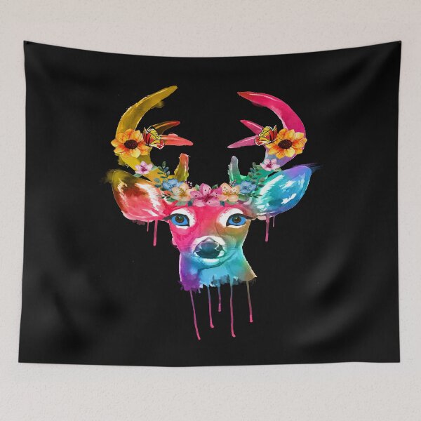 Item preview, Colorful Deer Head | Flowers | Floral Deer | Nature | Wildlife designed and sold by Ravenvine.