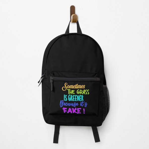 Item preview, Sometimes the grass is greener because it’s fake! Quote in rainbow text designed and sold by MunsyArt.
