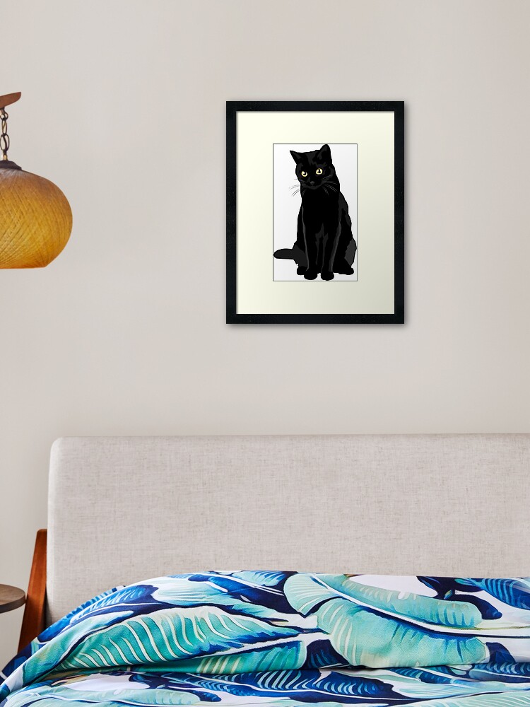 Impression Encadree Chat Noir Par Bluhak Redbubble