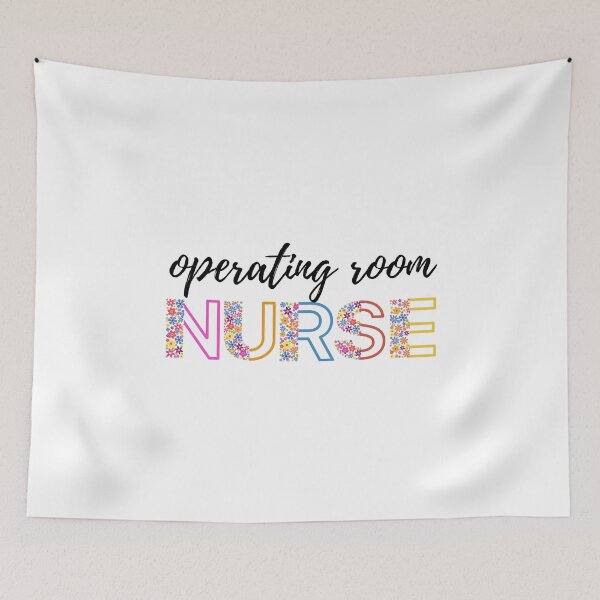 Item preview, Floral OR Nurse (black text)- RN - Registered Nurse - Operating Room Nurse designed and sold by CaitU.