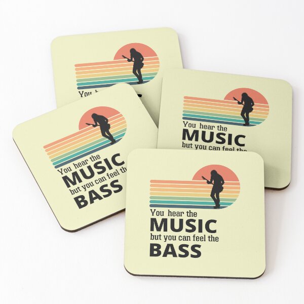 Item preview, You Hear The Music But You Feel The Bass Retro Bass Player On Vintage Sunset designed and sold by Funwithmusic.