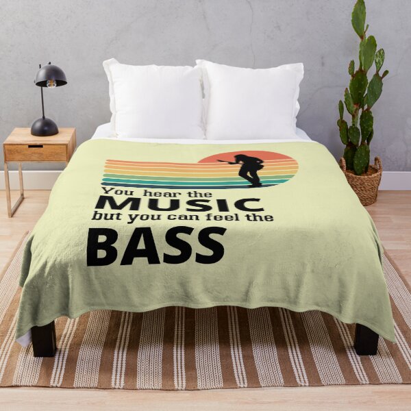 Item preview, You Hear The Music But You Feel The Bass Retro Bass Player On Vintage Sunset designed and sold by Funwithmusic.