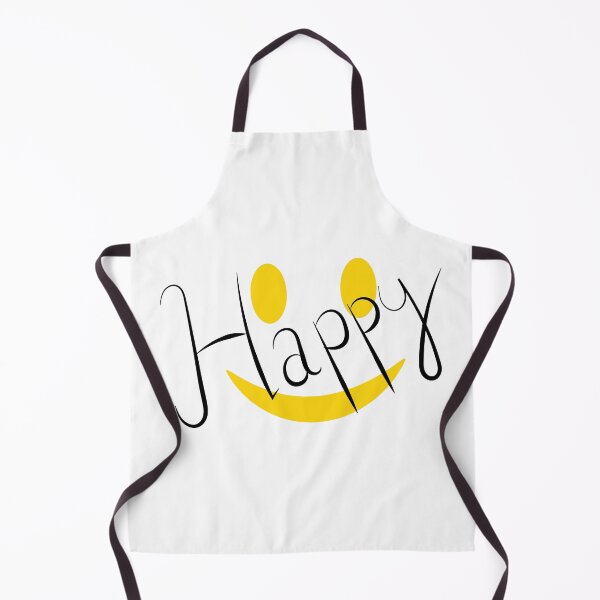 Artikelvorschau, Handgeschriebener „Happy“-Text in schwarzer Farbe mit gelb gefärbtem Smiley entworfen und verkauft von SuvethaSukumar.