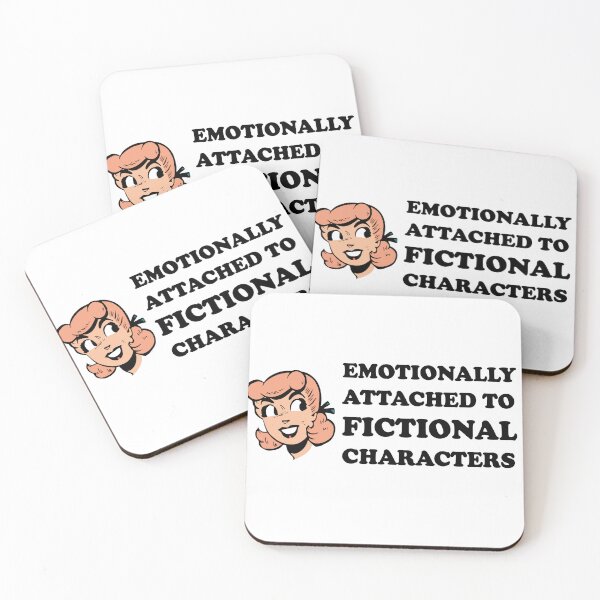 Item preview, emotionally attached to fictional characters | Funny Reading Quote with Goofy Rounded Font and Cartoon Woman designed and sold by SomeDesignThing.