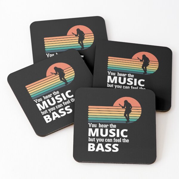 Item preview, You Hear The Music But You Feel The Bass Retro Bass Player On Vintage Sunset designed and sold by Funwithmusic.