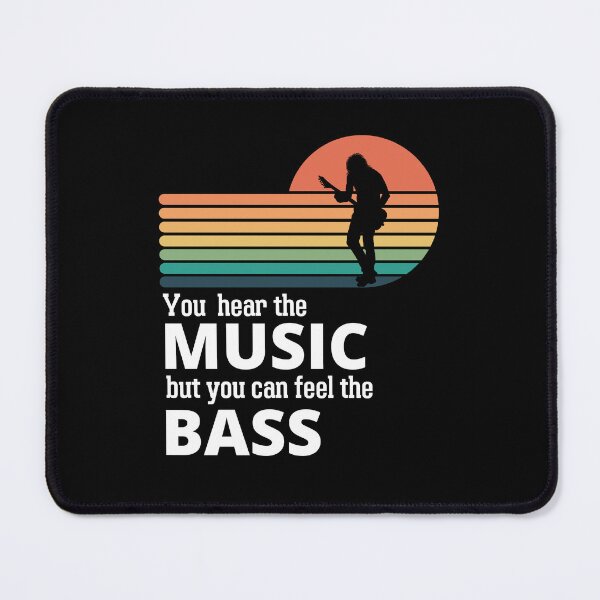 Item preview, You Hear The Music But You Feel The Bass Retro Bass Player On Vintage Sunset designed and sold by Funwithmusic.