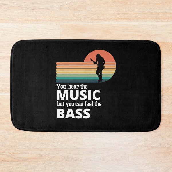 Item preview, You Hear The Music But You Feel The Bass Retro Bass Player On Vintage Sunset designed and sold by Funwithmusic.