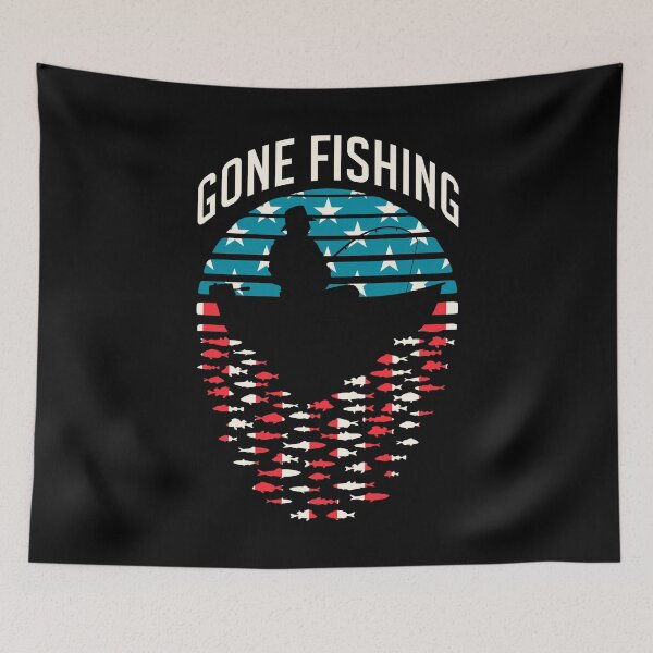Item preview, Gone Fishing Retro Sunset Funny Fisherman Dad USA Flag designed and sold by GrandeDuc.