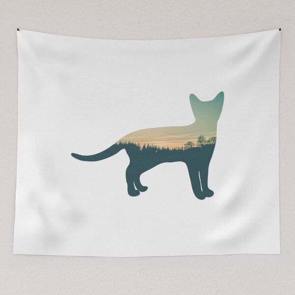 Item preview, Colorful Forest Trees Under Calm Sky Cat | Cute Cat designed and sold by BopleDesigns.