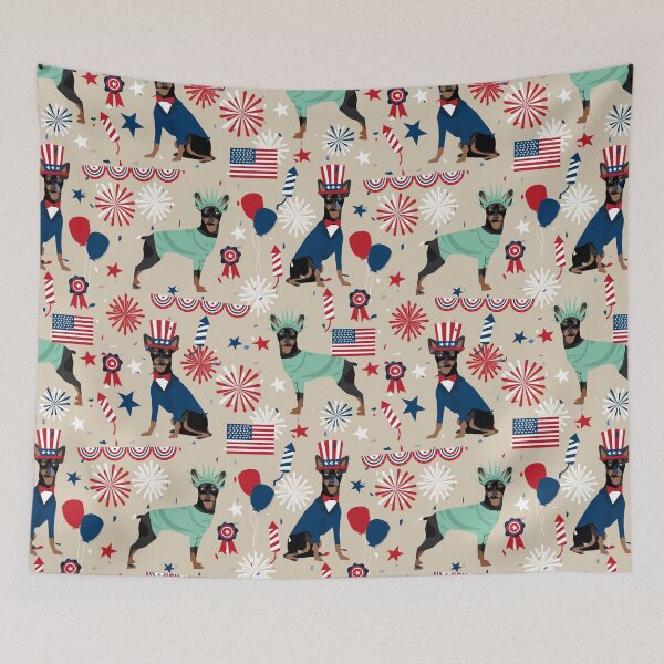 Item preview, Miniature Doberman Pinscher dog breed pet portrait dog art july fourth patriotic dog gifts by PetFriendly designed and sold by PetFriendly.
