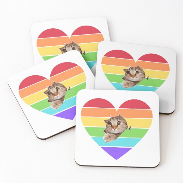 Item preview, cat with rainbow heart designed and sold by Soft Strength Studio.