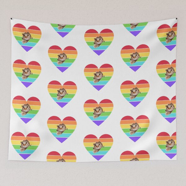 Item preview, cat with rainbow heart designed and sold by Soft Strength Studio.