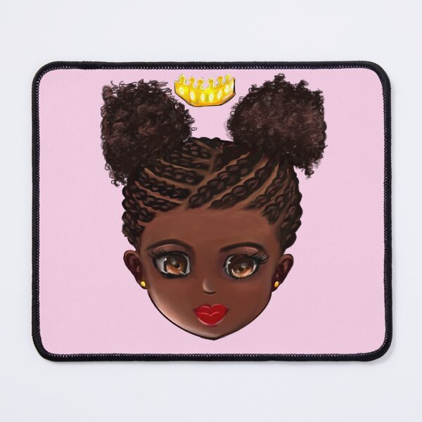 Item preview, Princess in corn rows 002 - The very best Gifts for black girls beautiful black girl with Afro hair in puffs, brown eyes and dark brown skin. Black princess designed and sold by Artonmytee.