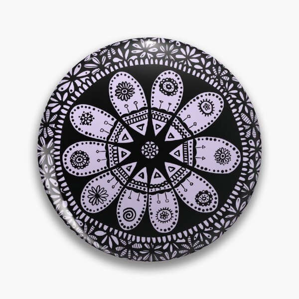 Aperçu de l'œuvre Fleur Ethno Noire, Mandala Floral Violet créée et vendue par PatternedWorld.