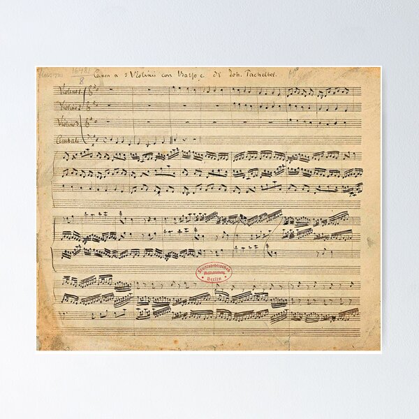 Vista previa del artículo con la obra «Manuscrito original del canon de Pachelbel», diseñado y vendido por Musicianst0re.