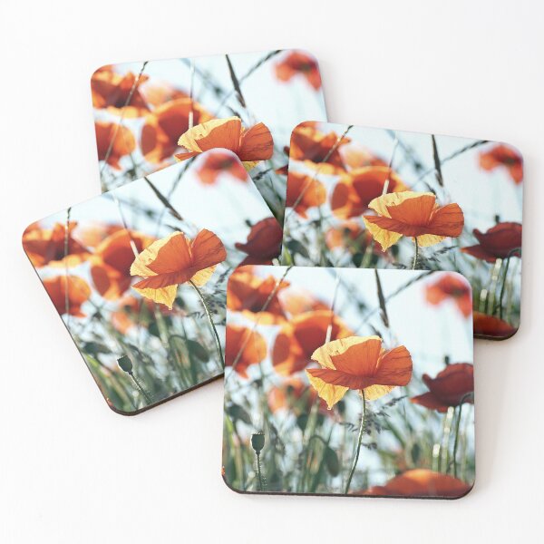 Item preview, Sunny Summer orange Poppies field of flowers Aesthetic Wallpaper designed and sold by Levated.