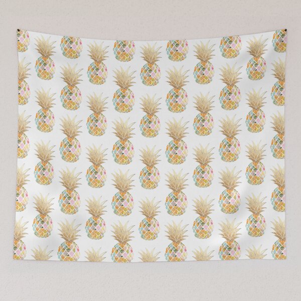 Item preview, Aloha pineapple, orange+blue + faux gold designed and sold by PixDezines.