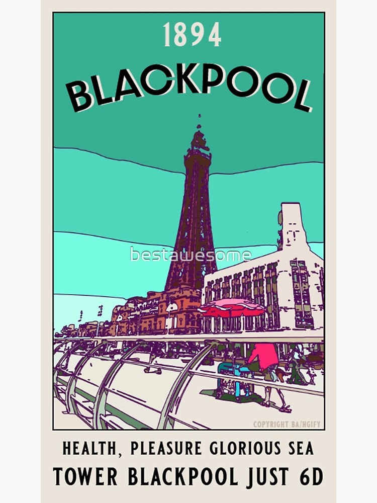"Blackpool England Seaside Resort Wall Art Vintage Retro Inspired Art