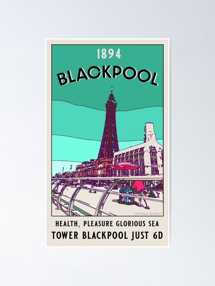 "Blackpool England Seaside Resort Wall Art Vintage Retro Inspired Art