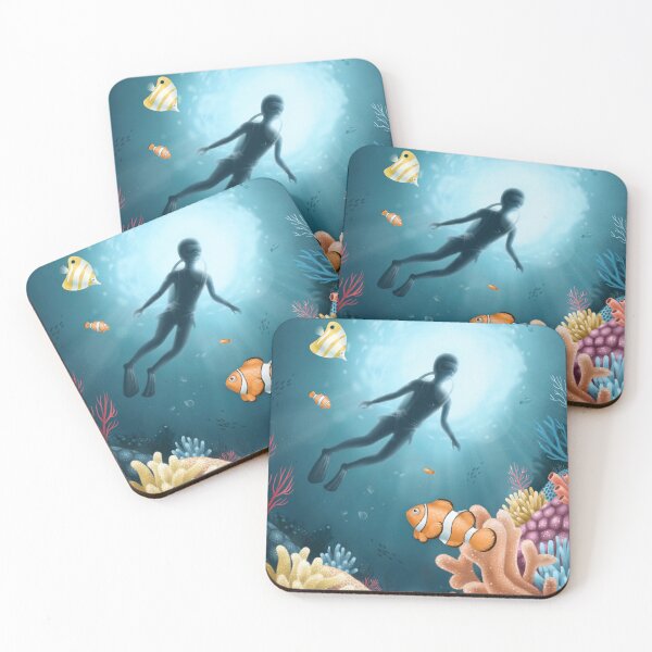 Item preview, Diver at the colar reefs illustration designed and sold by Msmeskenas.