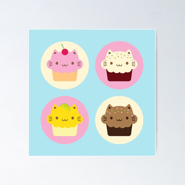 Cute Cat Cupcakes Poster