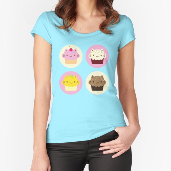 Cute Cat Cupcakes Fitted Scoop T-Shirt