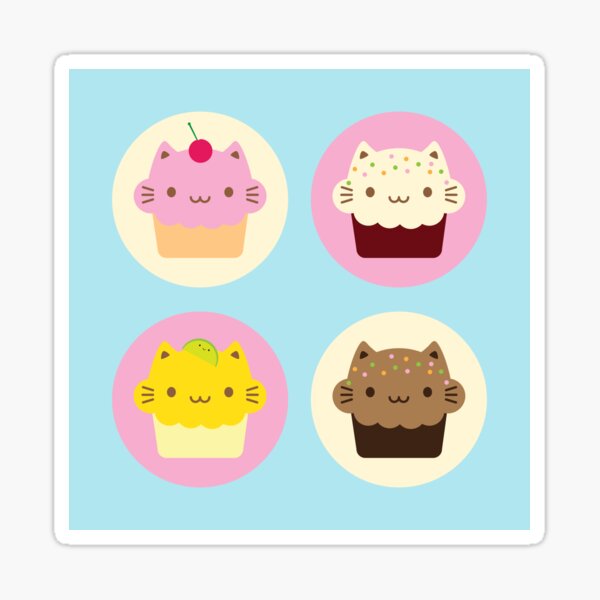 Cute Cat Cupcakes Sticker