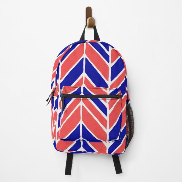 Item preview, Intermittent Herringbone – Coral & Navy designed and sold by Cat Coquillette.