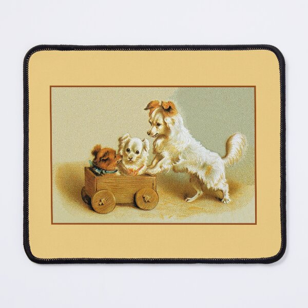 Item preview, Victorian cute small dogs in wooden toy cart designed and sold by aapshop.