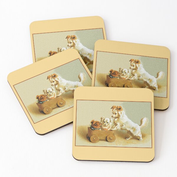 Artikelvorschau, Viktorianische niedliche kleine Hunde im Holzspielzeugwagen entworfen und verkauft von aapshop.