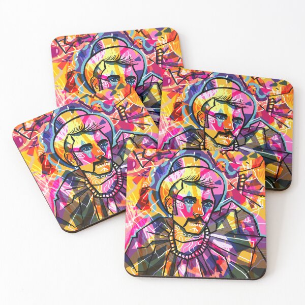 Item preview, Abstract painting of a man with hat. Portrait with colorful shapes designed and sold by GreissDesign.
