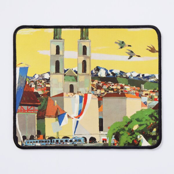 Item preview, Visit ZURICH SWITZERLAND 1957 Old Tourism Travel Poster designed and sold by retroposters.
