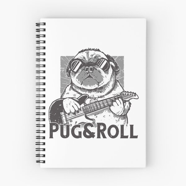 Artikelvorschau, Pug'n Roll Cooles Rock'n Roll Design mit Mops Hund entworfen und verkauft von JanooFactory.