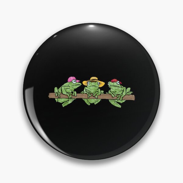 Item preview, Frogs With Hats Lounging On A Log Sticker designed and sold by janlzmaude.